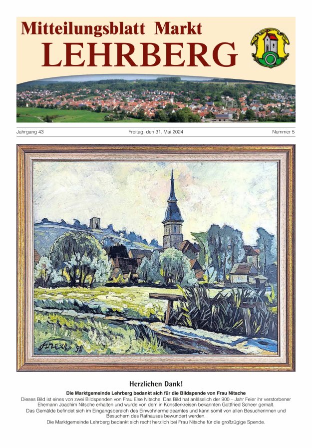 Mitteilungsblatt Markt Lehrberg Titelblatt 05/2024