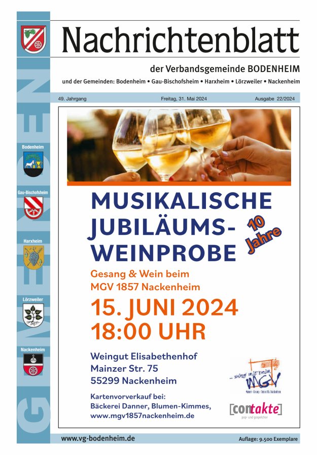 Nachrichtenblatt der VG Bodenheim              Titelblatt 22/2024