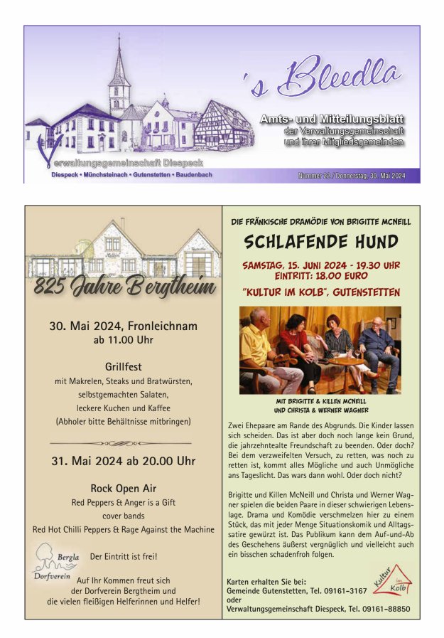 Amts- und Mitteilungsblatt VGem Diespeck Titelblatt 22/2024