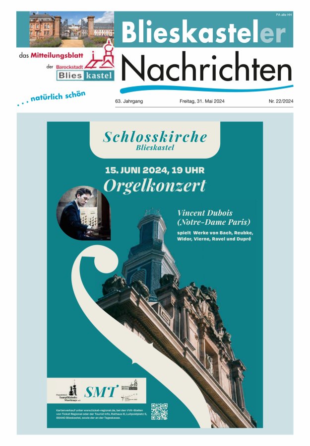 Blieskasteler Nachrichten  Titelblatt 22/2024