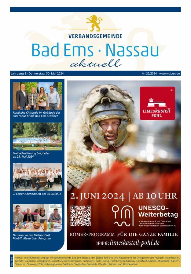 Bad Ems-Nassau aktuell Ausgabe Bad Ems Titelblatt 22/2024
