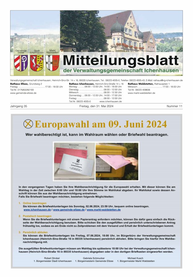 Mitteilungsblatt der Verwaltungsgemeinschaft Ichenhausen Titelblatt 11/2024