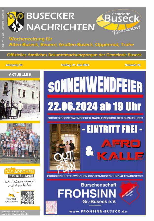 Busecker Nachrichten Titelblatt 22/2024