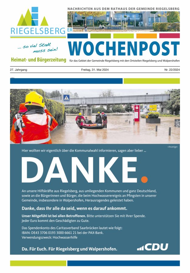 Riegelsberger Wochenpost Titelblatt 22/2024