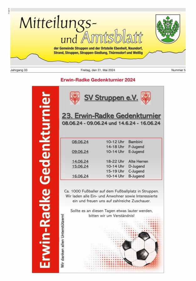Mitteilungs- und Amtsblatt der Gemeinde Struppen und der Ortsteile Titelblatt 05/2024