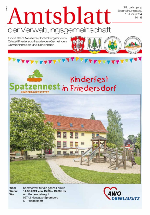 Amtsblatt der Verwaltungsgemeinschaft für die Stadt Neusalza-Spremberg Titelblatt 06/2024