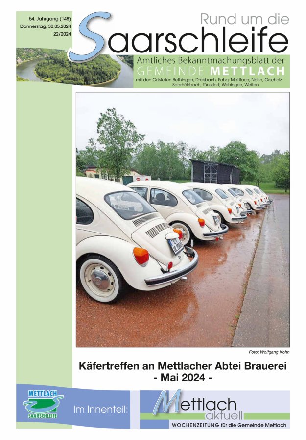 Rund um die Saarschleife Gemeinde Mettlach Titelblatt 22/2024