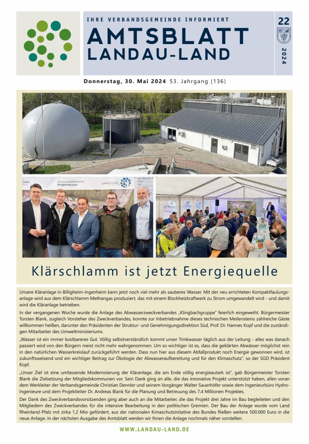Amtsblatt VG Landau-Land Titelblatt 22/2024