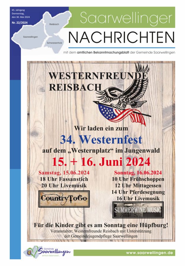 Saarwellinger Nachrichten Titelblatt 22/2024