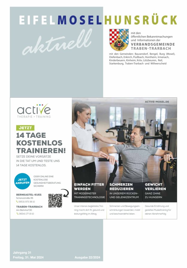 Eifel-Mosel-Hunsrück aktuell VG Traben-Trarbach Titelblatt 22/2024