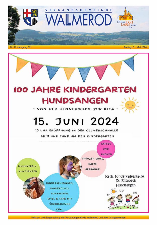 Wir über uns - Verbandsgemeinde Wallmerod Titelblatt 22/2024