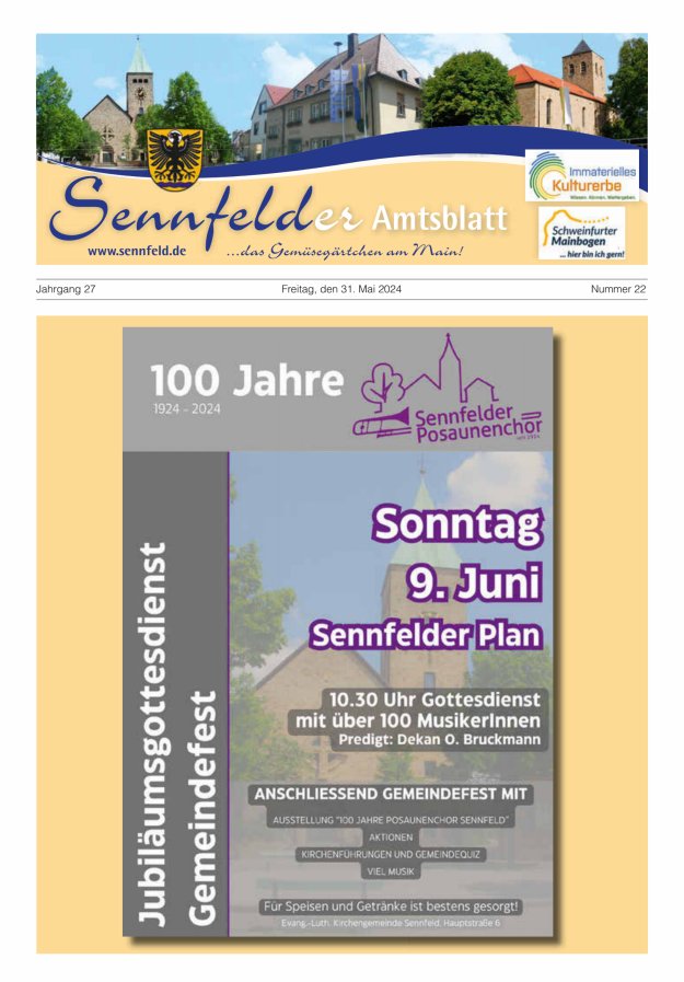 Sennfelder Amtsblatt Titelblatt 22/2024