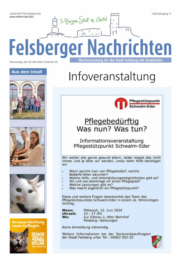 Felsberger Nachrichten Titelblatt 22/2024