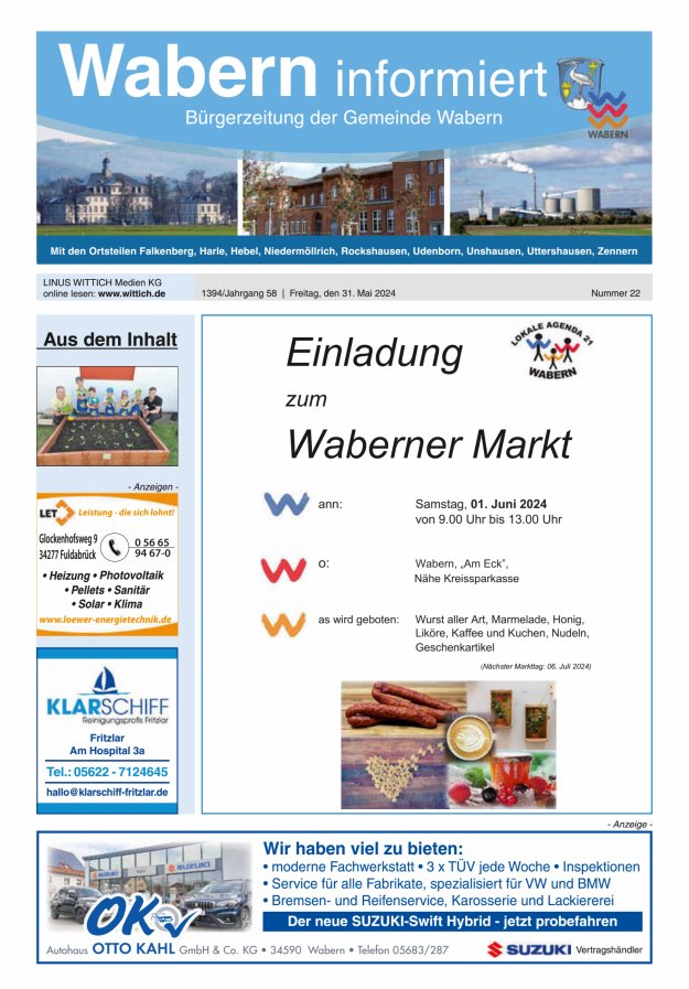 Wabern informiert Titelblatt 22/2024