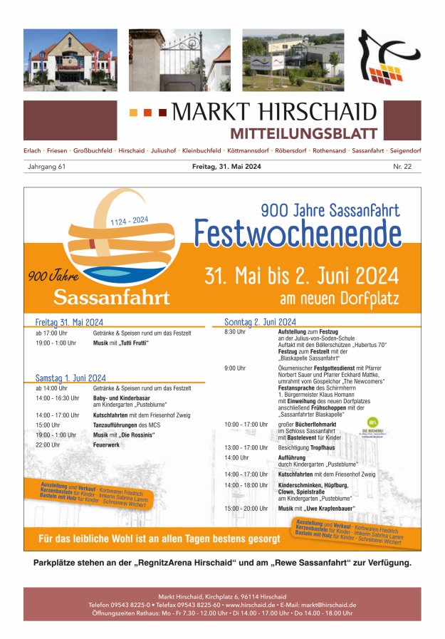 Mitteilungsblatt Markt Hirschaid Titelblatt 22/2024