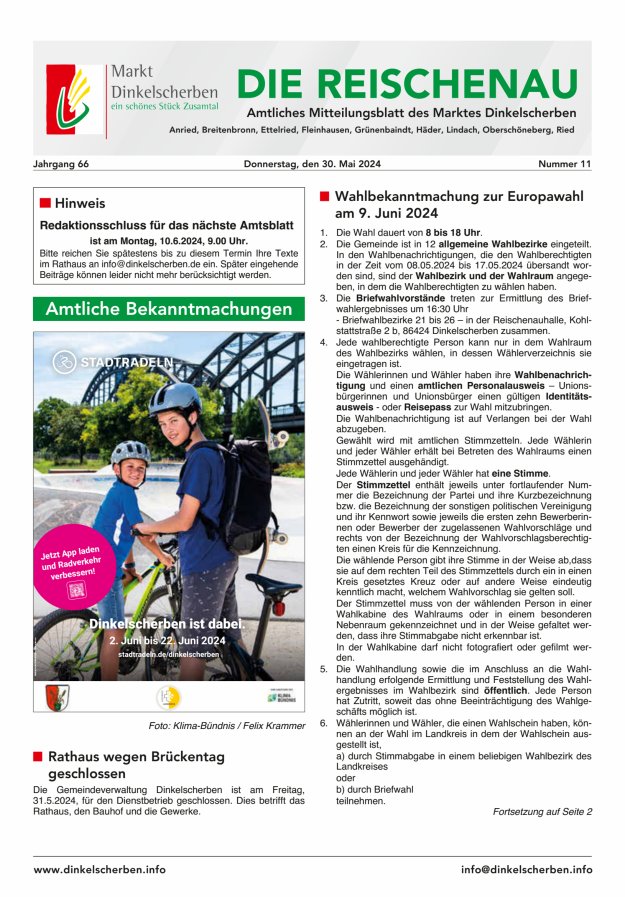 Die Reischenau Titelblatt 11/2024