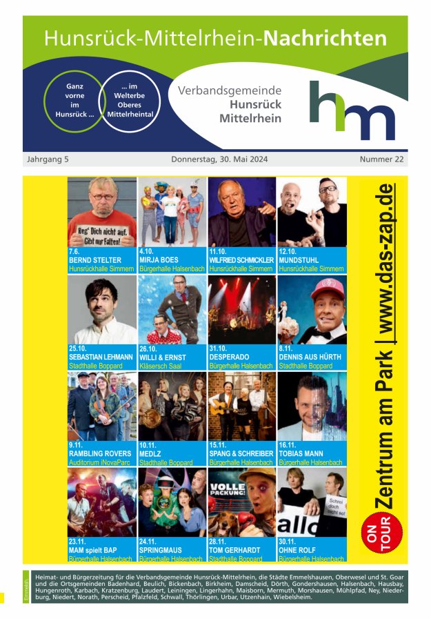 Hunsrück-Mittelrhein Nachrichten Ausgabe Emmelshausen Titelblatt 22/2024