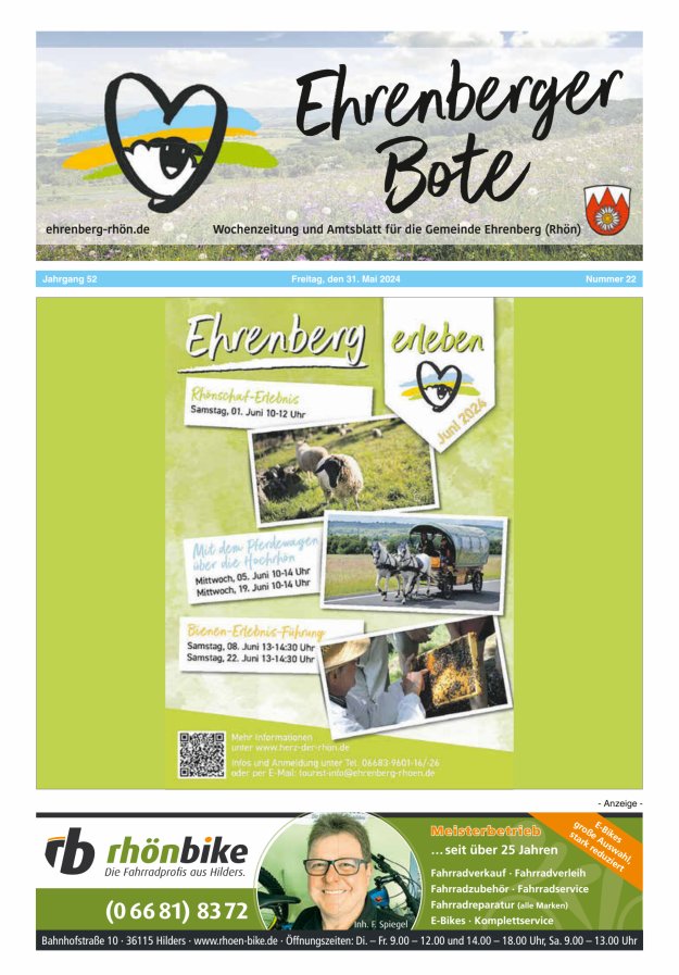 Ehrenberger Bote Titelblatt 22/2024
