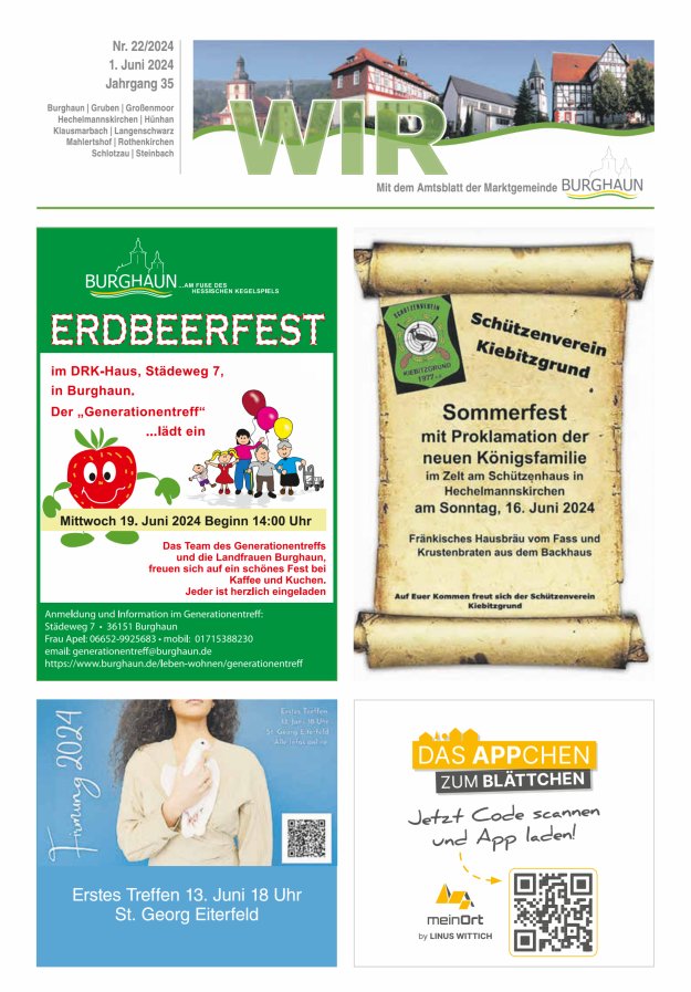 WIR - mit Amtsblatt der Marktgemeinde Burghaun Titelblatt 22/2024