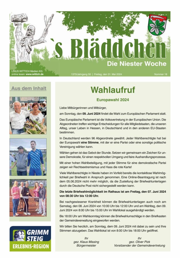 Niester Woche Titelblatt 18/2024
