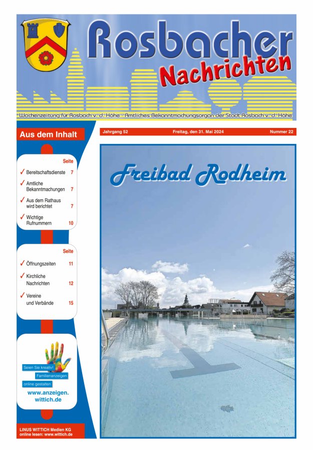 Rosbacher Nachrichten Titelblatt 22/2024