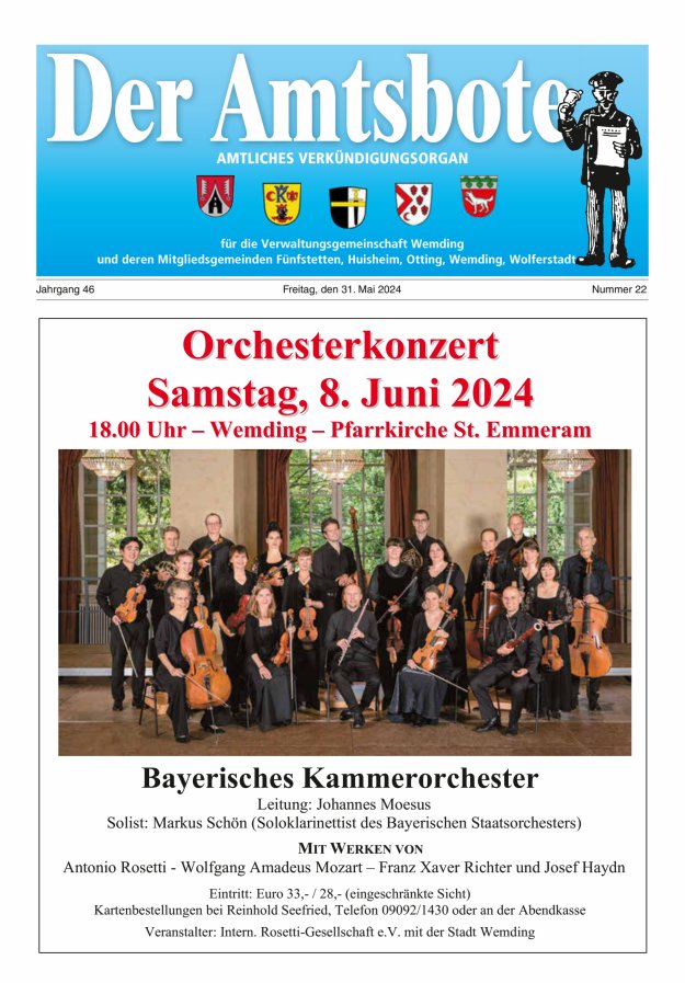 Der Amtsbote - Wemding Verwaltungsgemeinschaft Titelblatt 22/2024