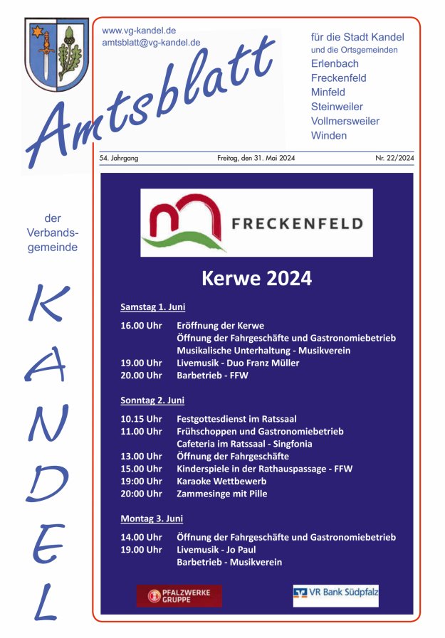 Amtsblatt VG Kandel Titelblatt 22/2024