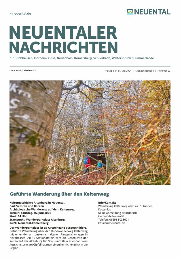 Neuentaler Nachrichten Titelblatt 22/2024