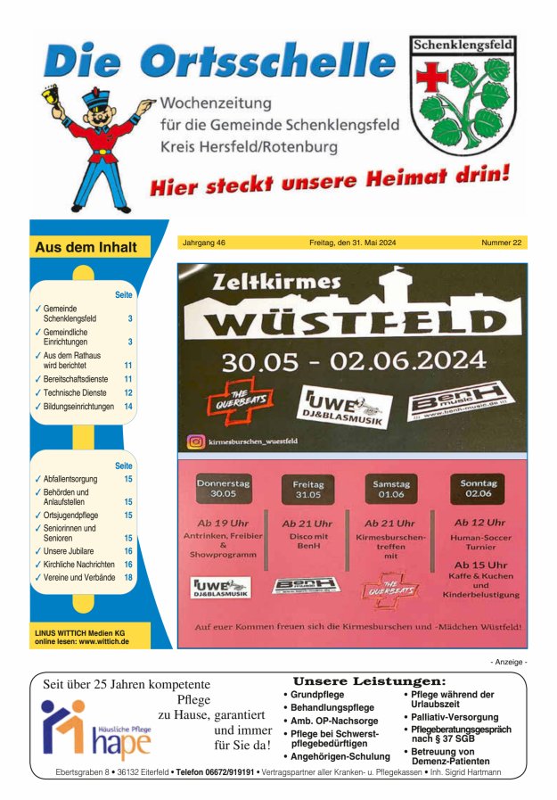 Die Ortsschelle Titelblatt 22/2024