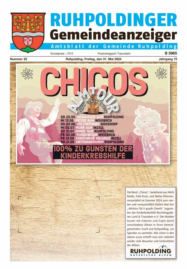 Ruhpoldinger Gemeindeanzeiger Titelblatt 22/2024