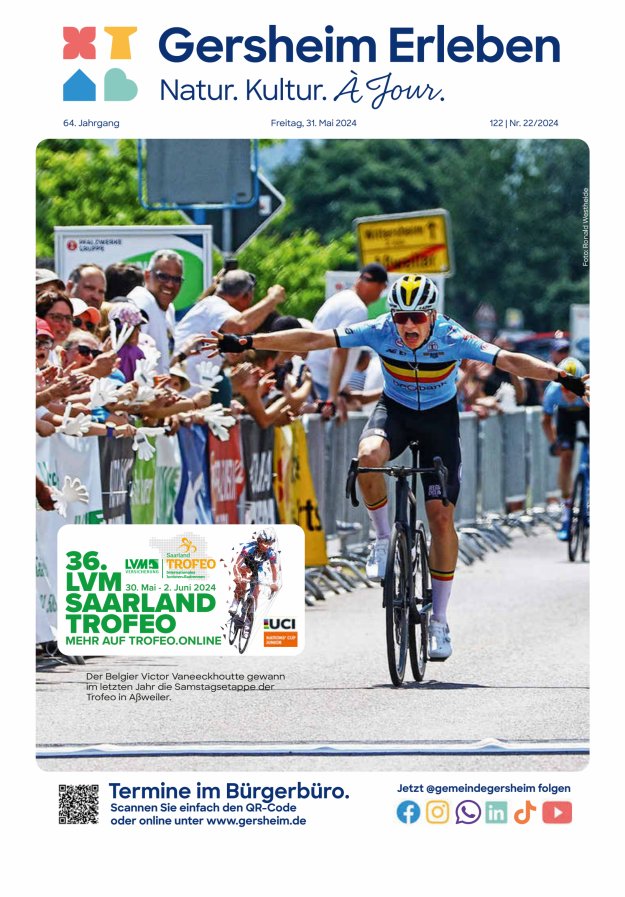 Bekanntmachungsblatt der Gemeinde Gersheim Titelblatt 22/2024
