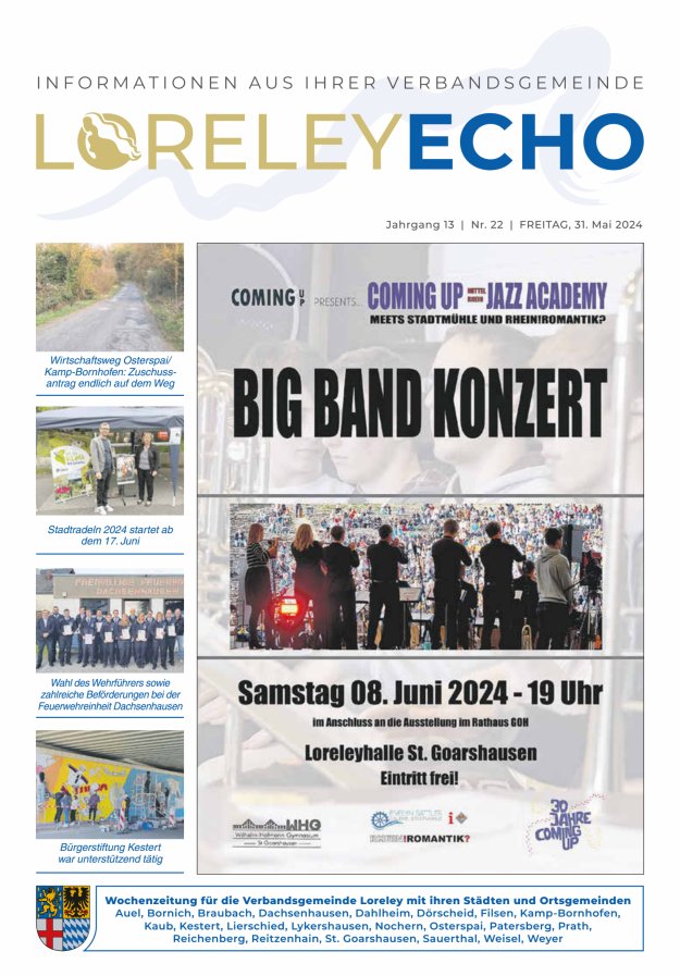 Loreley-Echo - Mitteilungsblatt der Verbandsgemeinde Loreley Titelblatt 22/2024