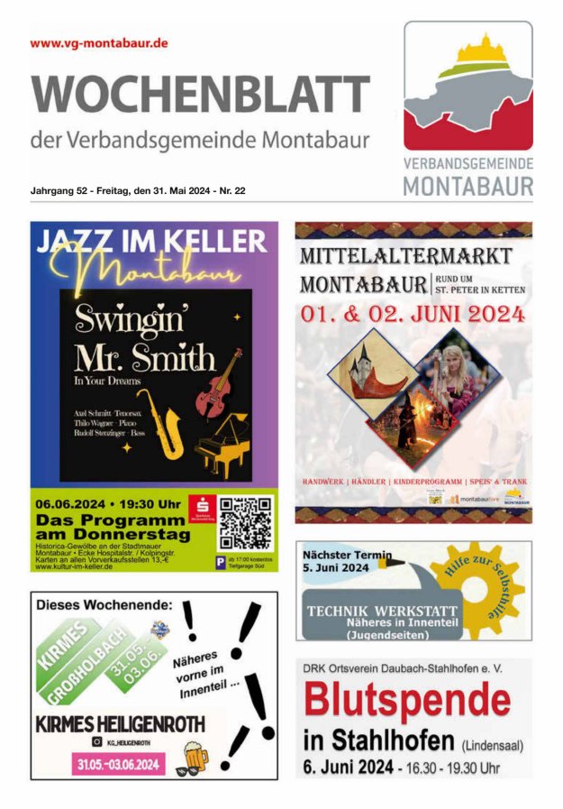 Wochenblatt der Verbandsgemeinde Montabaur Titelblatt 22/2024