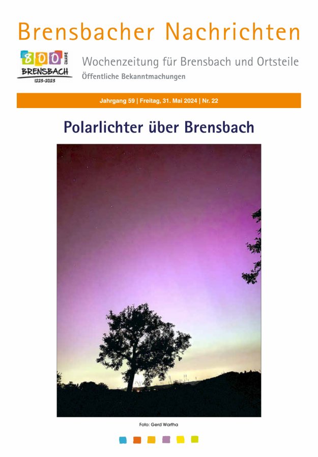 Brensbacher Nachrichten Titelblatt 22/2024