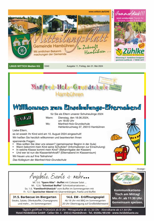 Mitteilungsblatt der Gemeinde Hambühren Titelblatt 11/2024