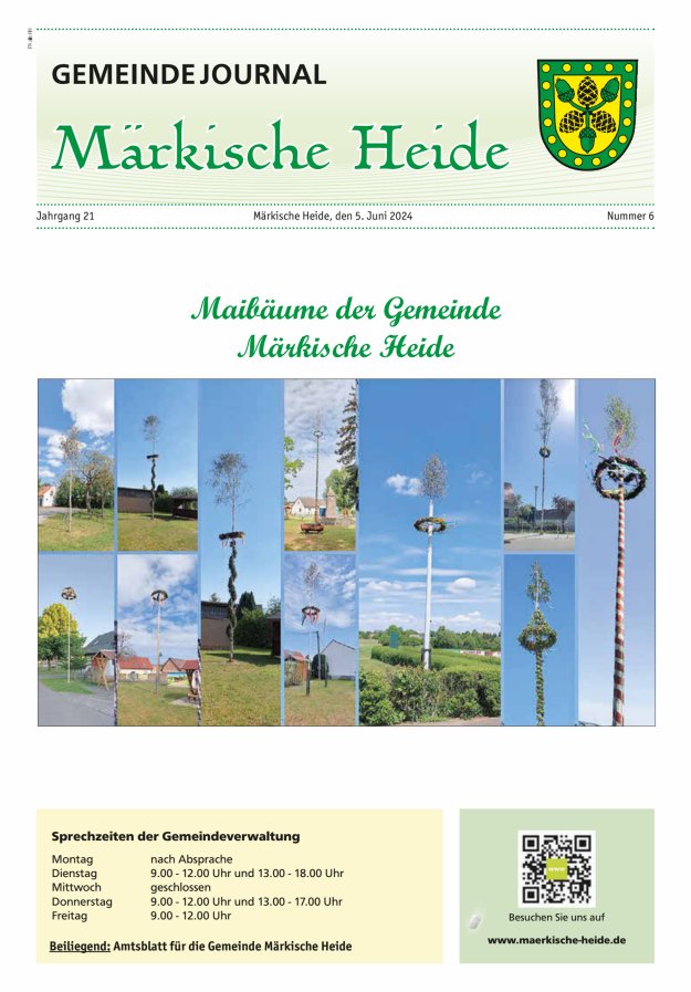 Gemeindejournal Märkische Heide – Amtsblatt für die Gemeinde Märkische Heide Titelblatt 06/2024