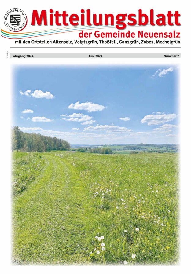 Mitteilungsblatt der Gemeinde Neuensalz Titelblatt 02/2024