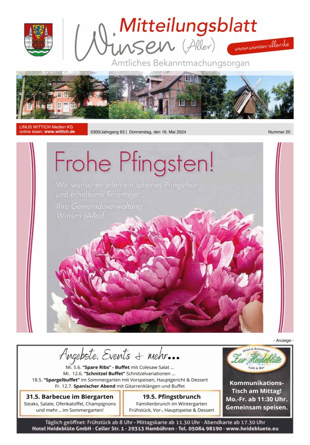 Mitteilungsblatt der Gemeinde Winsen Titelblatt 20/2024