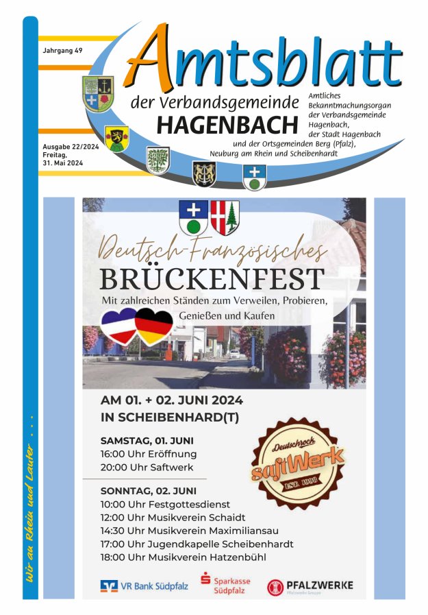 Amtsblatt der VG Hagenbach Titelblatt 22/2024