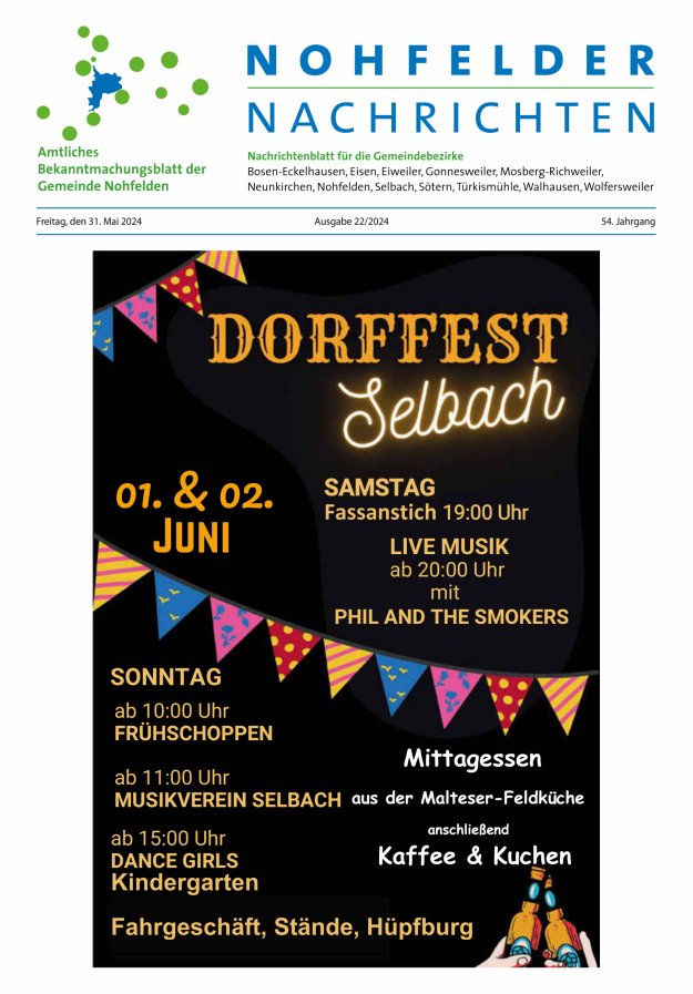Nohfelder Nachrichten Titelblatt 22/2024