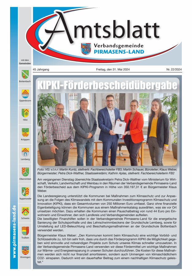 Amtsblatt VG Pirmasens-Land Titelblatt 22/2024