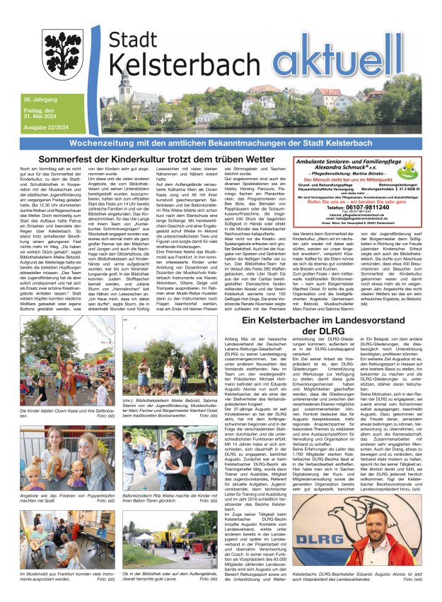 Kelsterbach aktuell Titelblatt 22/2024