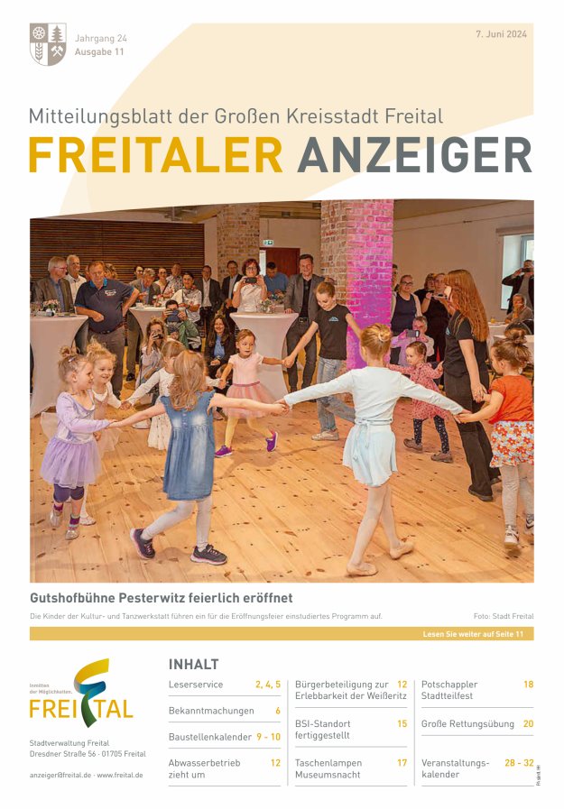 Freitaler Anzeiger - Amtsblatt der Großen Kreisstadt Freital Titelblatt 11/2024