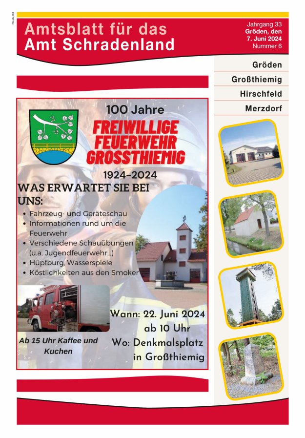 Amtsblatt für das Amt Schradenland Titelblatt 06/2024