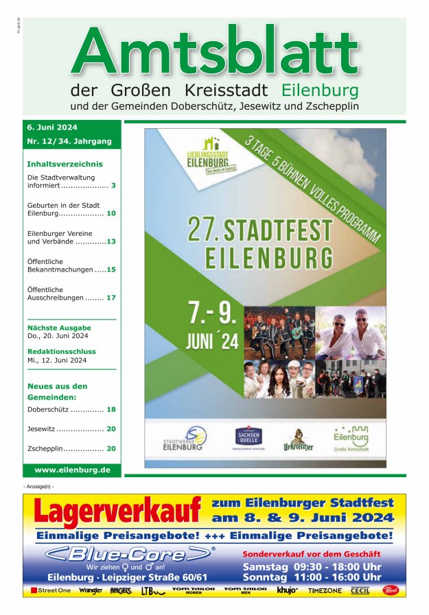 Muldespiegel und Amtsblatt der Großen Kreisstadt Eilenburg und der Gemeinden Titelblatt 12/2024