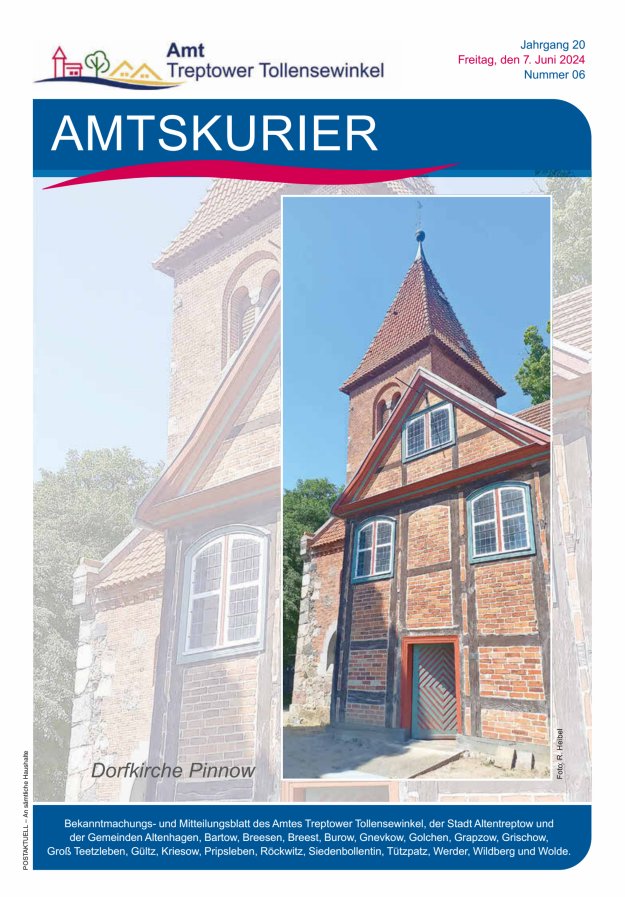 Amtskurier des Amtes Treptower Tollensewinkel Titelblatt 06/2024