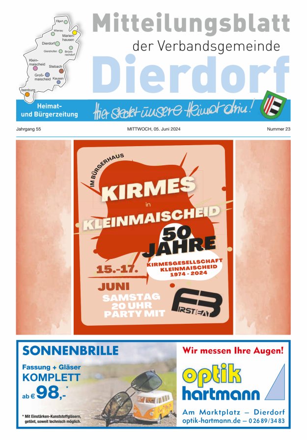 Mitteilungsblatt der Verbandsgemeinde Dierdorf Titelblatt 23/2024