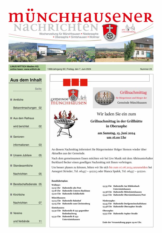 Münchhausener Nachrichten Titelblatt 23/2024