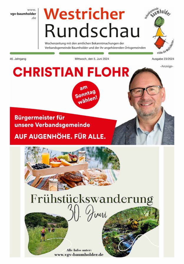 Westricher Rundschau VG Baumholder Titelblatt 23/2024