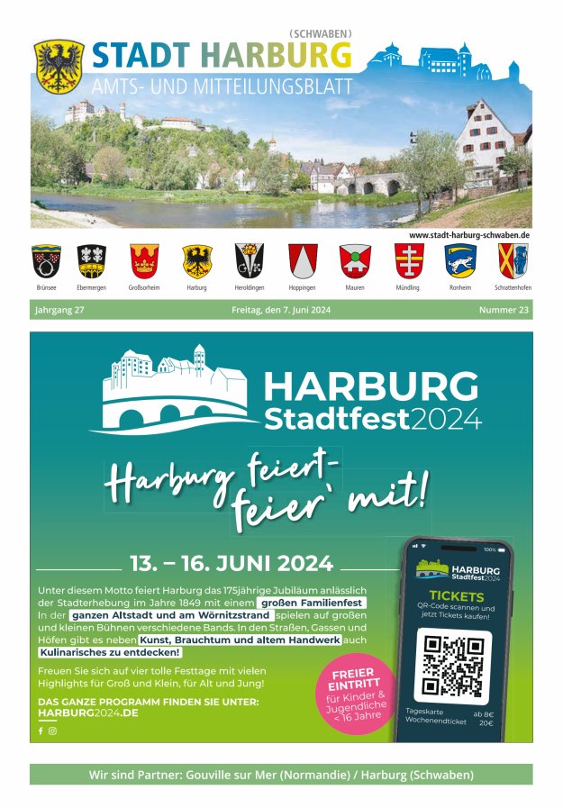 Amts- und Mitteilungsblatt der Stadt Harburg Titelblatt 23/2024